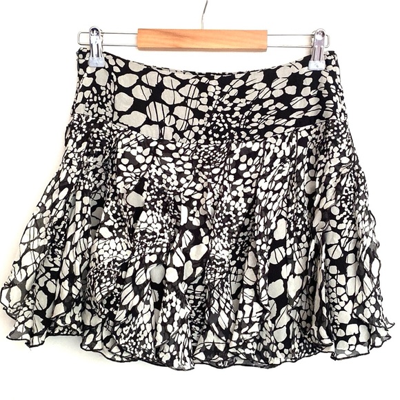 (A11) INC Nostalgia Butterfly Dot Layered Ruffle 100% Silk Mini Skirt, Size 4 - Picture 10 of 10